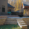 Backyard patio retaining wall